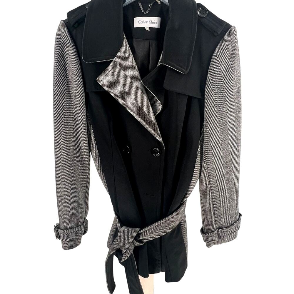 Calvin Klein Women's Herringbone Belted Coat